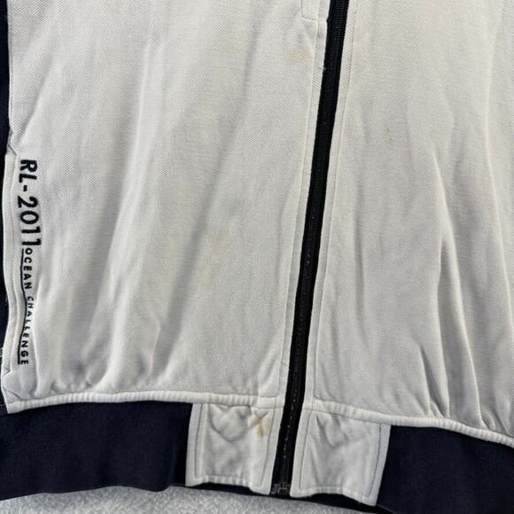Ralph Lauren Jacket Men's Large White Zip RL Ocean Challenge USA Big Pony READ - Picture 2 of 16